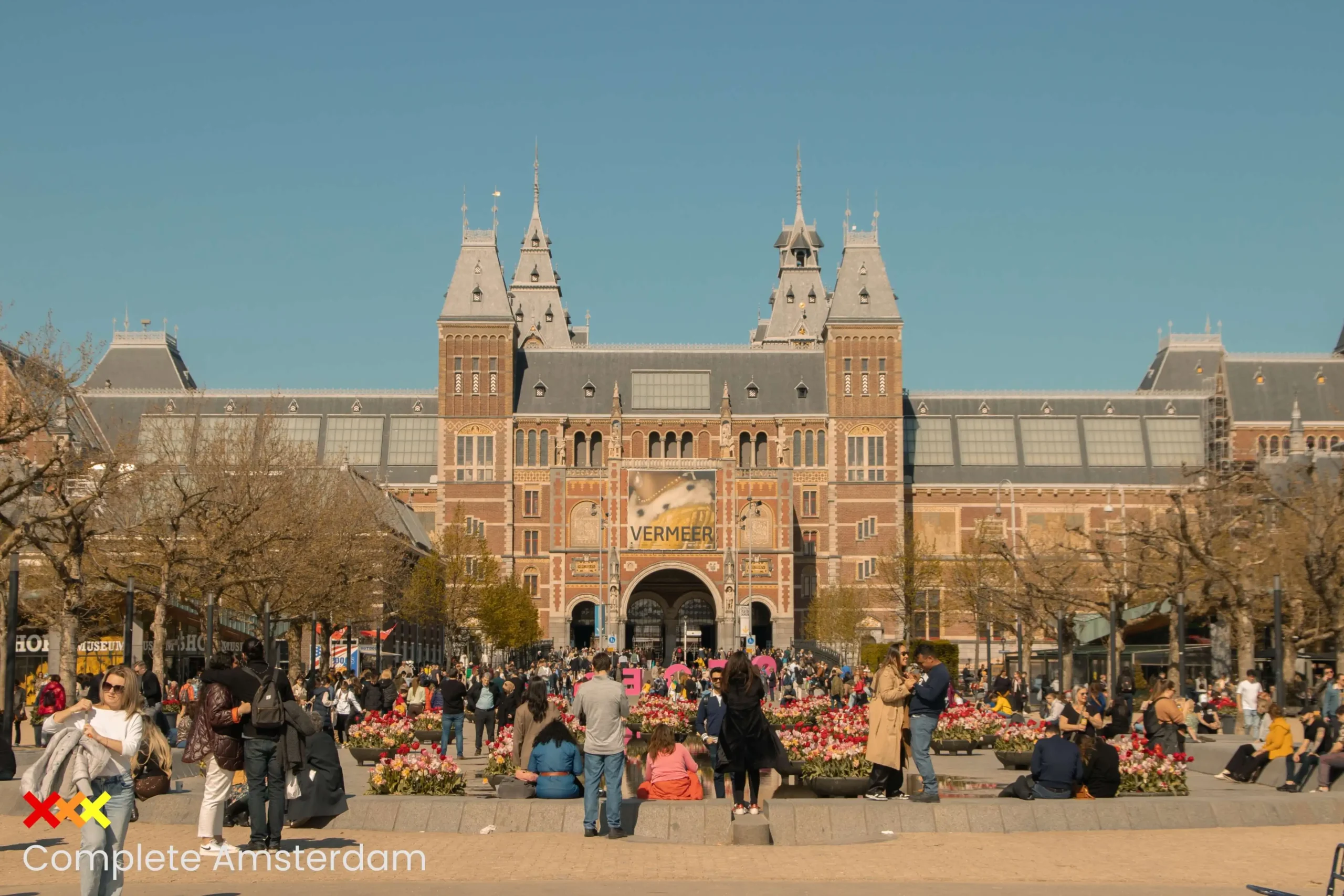 The Rijksmuseum on Museumplein during an Amsterdam Summer
